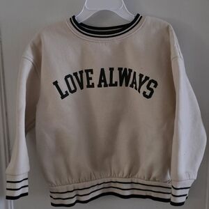 Cat & Jack Cream Sweatshirt with Black Details "LOVE ALWAYS" 4T